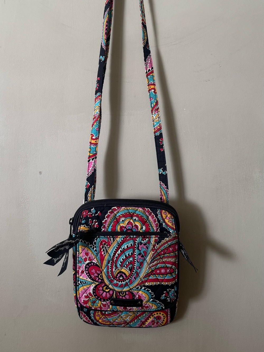 Vera Bradley Parisian Paisley Mini Hipster Flap Crossbody Bag Purse EUC